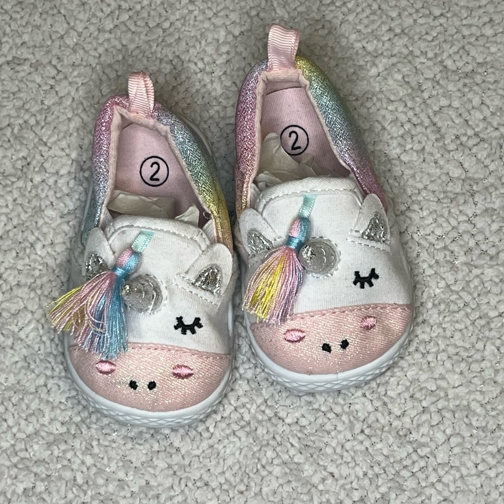 Brand new toddler, unicorn shoes, size 2, never worn